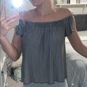 Striped short sleeve top or off the shoulder